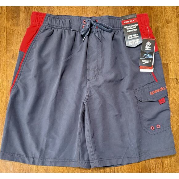NEW Speedo Swimsuit Marina Volley Red Swim Trunk Beach Vacation Pool LARGE - Picture 1 of 2